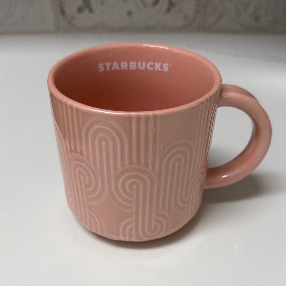 Starbucks Blush Ceramic Mug with Embossed Pattern